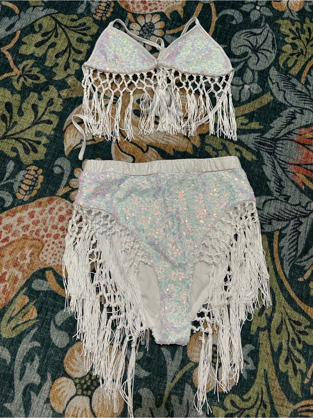 Bear Dance Iridescent Sequin Bikini Set - White